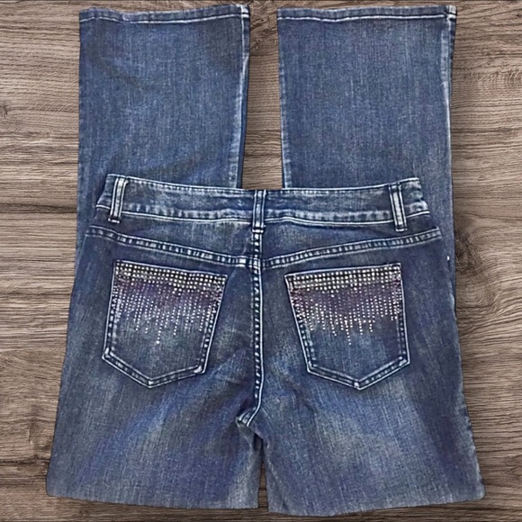 CHICO’S PLATINUM 0.5 = Sz 6 Rhinestoned Embellished Jeans - Picture 5 of 8